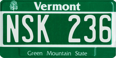 VT license plate NSK236