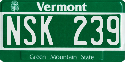 VT license plate NSK239