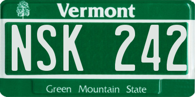 VT license plate NSK242