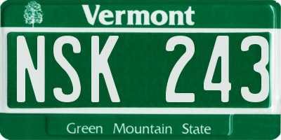 VT license plate NSK243