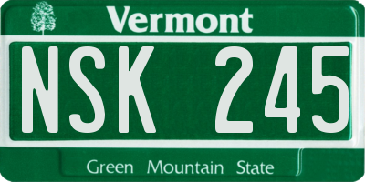 VT license plate NSK245