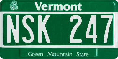 VT license plate NSK247