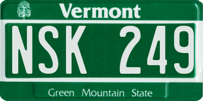 VT license plate NSK249