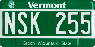 VT license plate NSK255