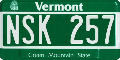 VT license plate NSK257