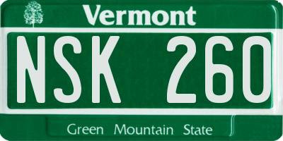 VT license plate NSK260