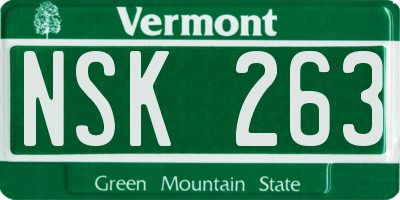 VT license plate NSK263