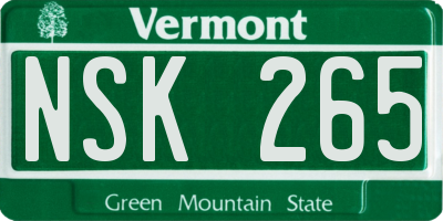 VT license plate NSK265