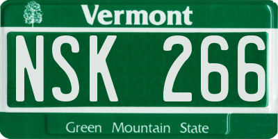 VT license plate NSK266