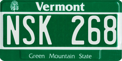 VT license plate NSK268