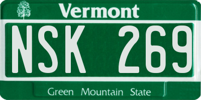 VT license plate NSK269