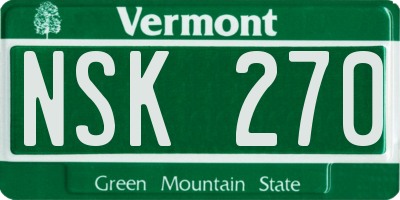 VT license plate NSK270