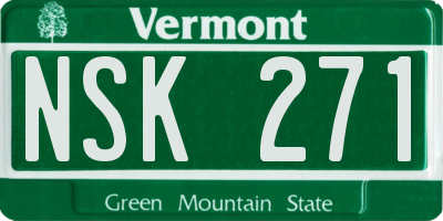 VT license plate NSK271