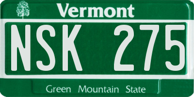 VT license plate NSK275