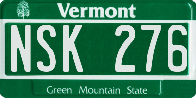 VT license plate NSK276