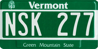 VT license plate NSK277