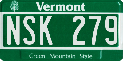 VT license plate NSK279