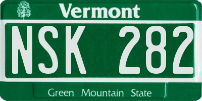 VT license plate NSK282