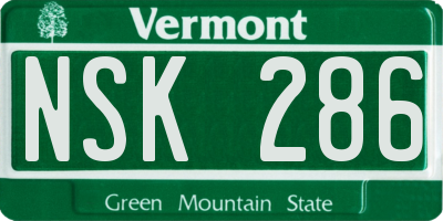 VT license plate NSK286
