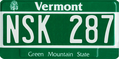 VT license plate NSK287