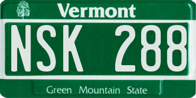 VT license plate NSK288