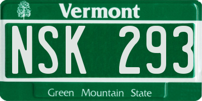 VT license plate NSK293