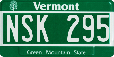 VT license plate NSK295