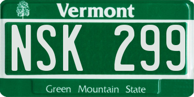VT license plate NSK299