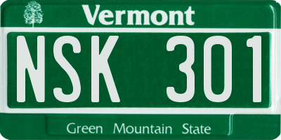 VT license plate NSK301