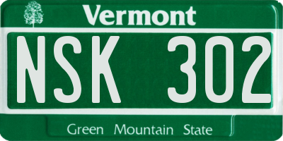 VT license plate NSK302