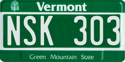 VT license plate NSK303