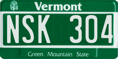 VT license plate NSK304