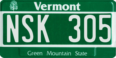 VT license plate NSK305