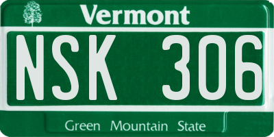 VT license plate NSK306