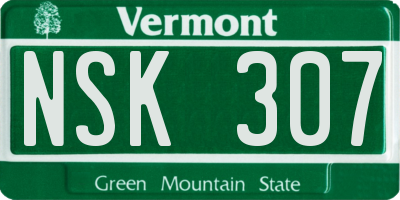 VT license plate NSK307