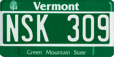 VT license plate NSK309