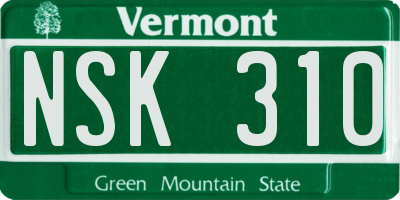 VT license plate NSK310