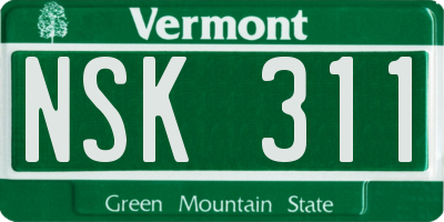 VT license plate NSK311