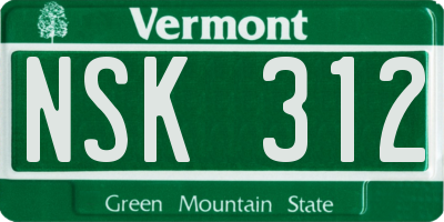 VT license plate NSK312
