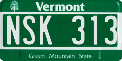 VT license plate NSK313