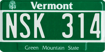 VT license plate NSK314