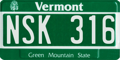 VT license plate NSK316
