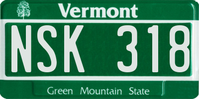 VT license plate NSK318