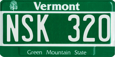 VT license plate NSK320