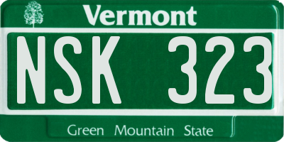 VT license plate NSK323