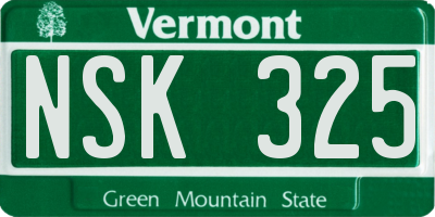 VT license plate NSK325