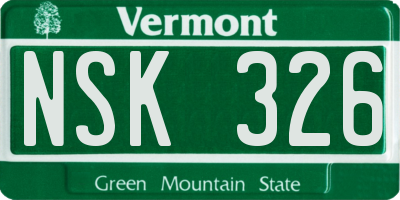 VT license plate NSK326