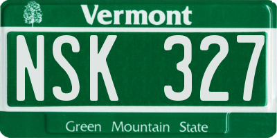 VT license plate NSK327
