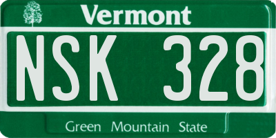 VT license plate NSK328