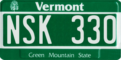 VT license plate NSK330